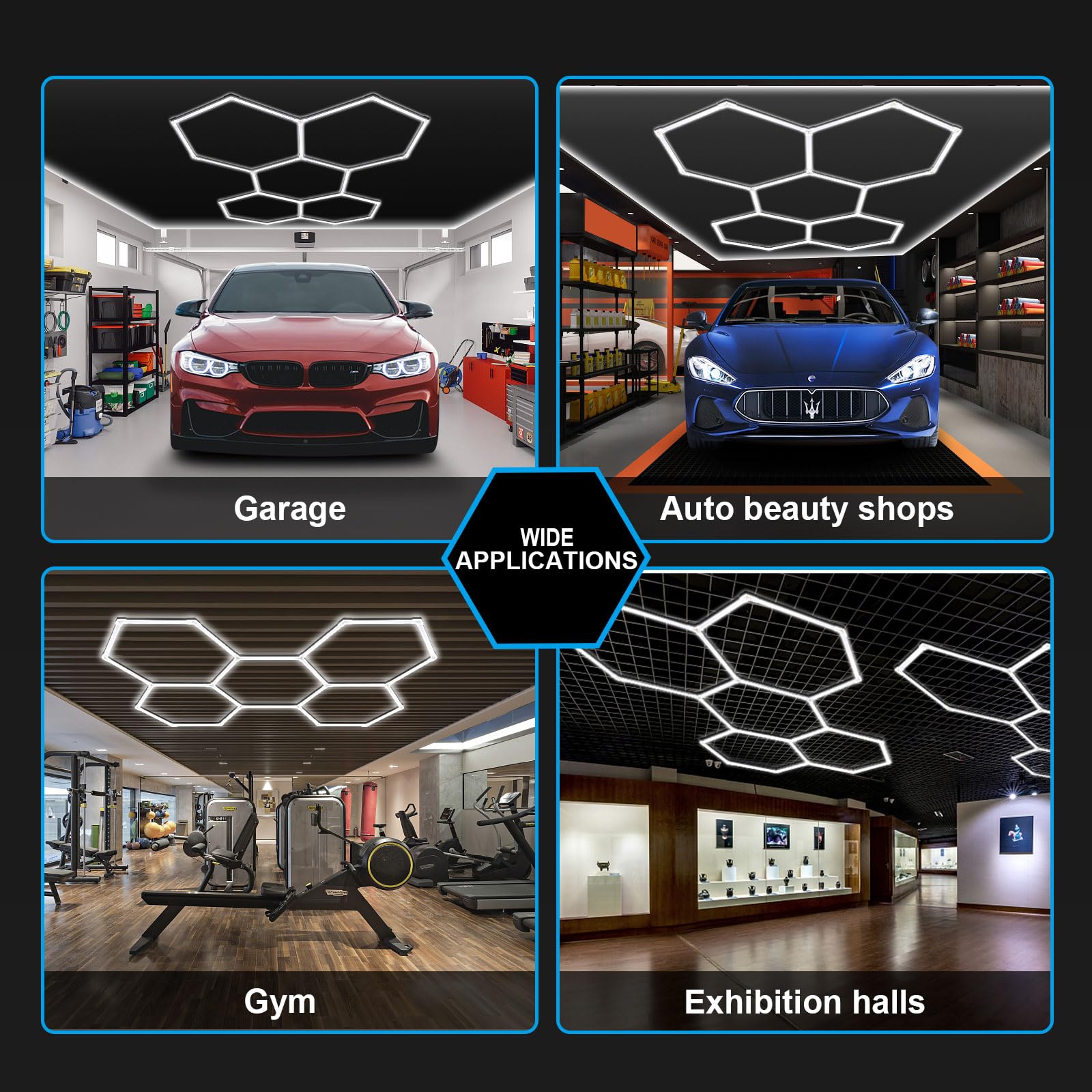 MODERN Hexagon Garage Lights，25 Pack 216W 25920LM High Brightness Hexagon Garage LED Lights for Garage, Shopping Mall, Workshop and Car Detailing Shop etc. … … …