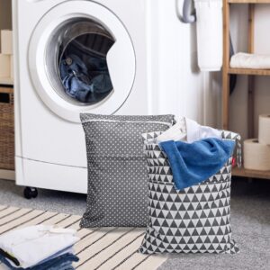 Damero 2 Pcs Large Travel Laundry Bag, Large Wet Dry Bag with Handle for Cloth, Washable Dirty Clothes Bag Bathing Suit Workout Bag for Gym Laundry Swimming Yoga, Gray Triangle+ Gray Dots