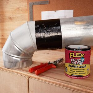 Flex Duct Tape, Super Wide, 4.6 Inches x 20 Feet, Black, Heavy Duty Strong, Multi-Surface, Water, Weather and UV Resistant, Tearable, Perfect for Boxes, No Residue