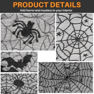 Halloween Party Decorations Indoor - Halloween Decor Set included Spider Web Fireplace Scarf Spider Web Table Runner And Cobweb Lampshade Perfect for Halloween Home Party Supplies Spider Web Decorati