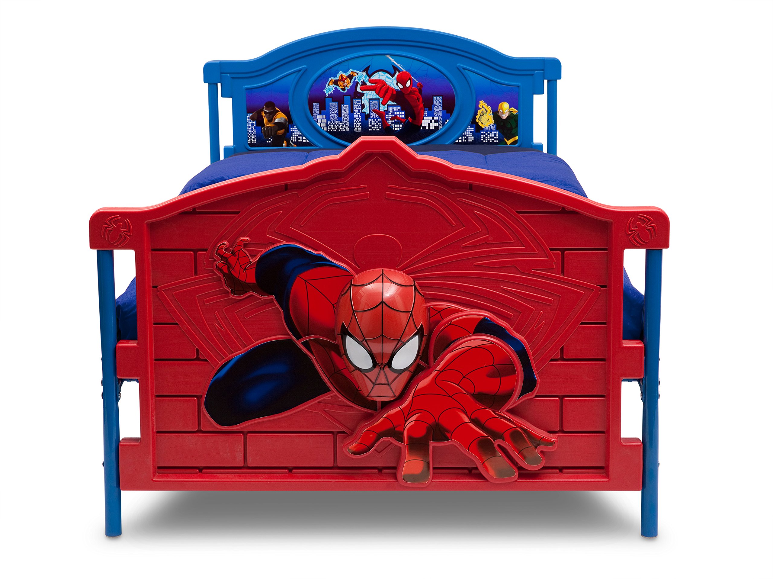 Delta Children Plastic 3D-Footboard Twin Bed, Marvel Spider-Man Snooze 6 inch Memory Foam Twin Mattress (Bundle)