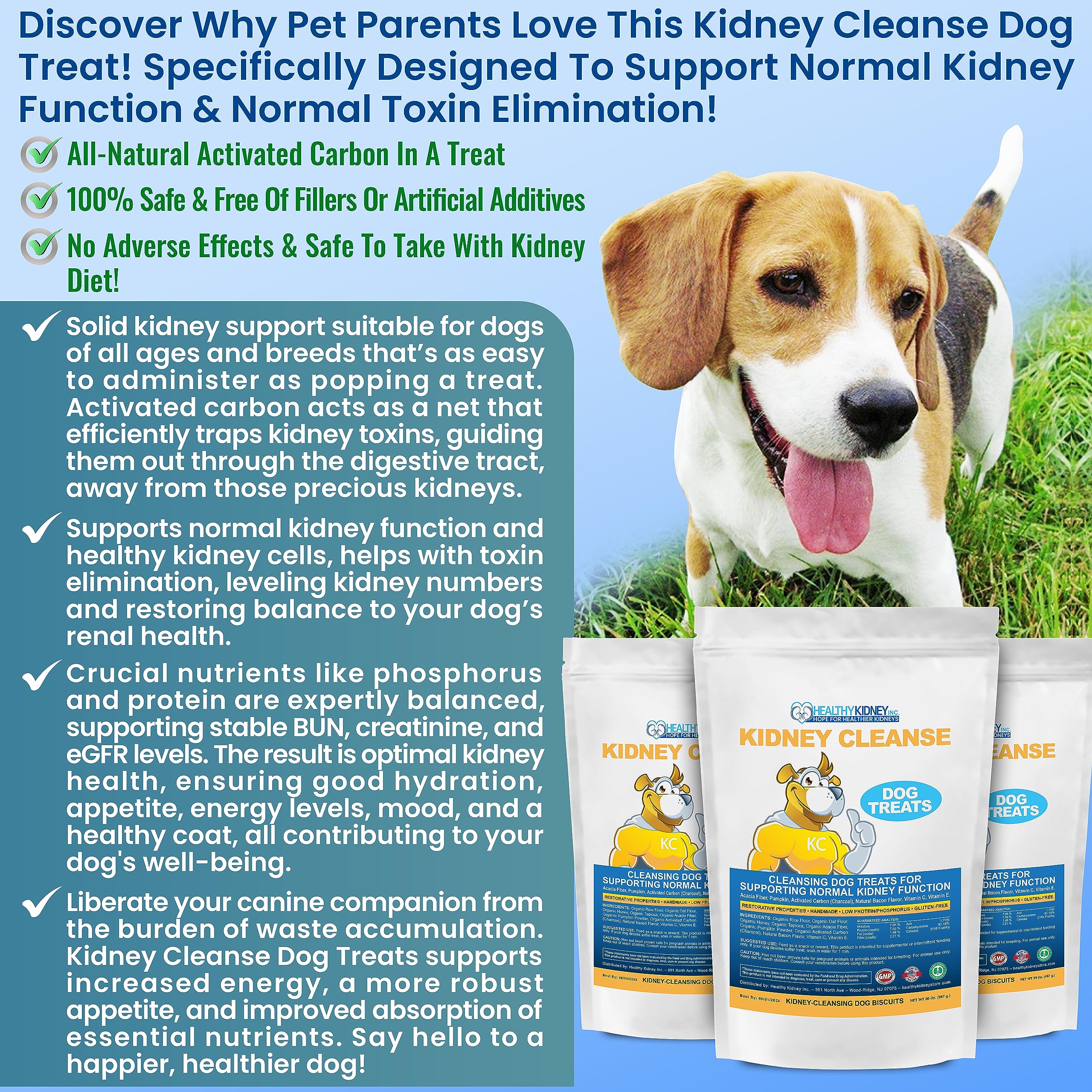 Kidney Cleanse Dog Treats Low Protein Bacon 20 Oz. Dog Treats for Kidney Support. Kidney Friendly Dog Food Diet Treat That Supports Normal Kidney Toxin Elimination