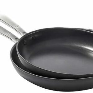 OXO Softworks Frying Pan Skillet 10.5" and 12" Set, 3-Layered German Engineered Nonstick Coating, Induction Stovetop Safe, Dishwasher Safe, Oven Safe, Black