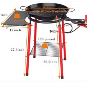 GRILL FORCE 22 Inch Paella Burner and Stand Set,Paella Pan Set,22 Inch Paella Pan,Paella Burner,Paella Pan and Burner Set,Paellera,Paella Kit with Carry Bag,Built-In Ignitor Regulator Hose,16 Servings