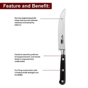 Cooks Standard Steak Knives Set 6-Piece, High Carbon Stainless Steel Classic Sharp Kitchen Steak Knife, Ergonomic Handle,Black