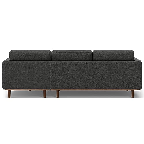 SIMPLIHOME Morrison Right Sectional Sofa in Woven-Blend Recycled Polyester Fabric, Charcoal Grey, 102-inches Wide, L-Shaped Couch with Right Chaise for the Living Room and Family Room