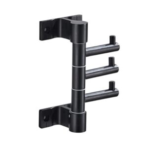 swivel towel hooks wall coat rack with 3 swivel arms, towel hooks for bathrooms,heavy duty wall clothes hooks, wall mounted swivel coat rack hat rack(black, 3 arms)