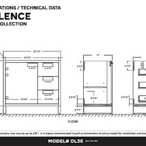 Fine Fixtures Opulence Collection 36 in. W x 18 in. D x 33 in. H Bathroom Vanity in Mint Green with White Matte Sintered Stone Sink - Chrome Hardware