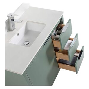 Fine Fixtures Opulence Collection 36 in. W x 18 in. D x 33 in. H Bathroom Vanity in Mint Green with White Matte Sintered Stone Sink - Chrome Hardware