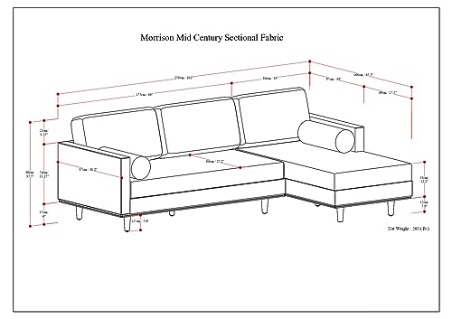 SIMPLIHOME Morrison Right Sectional Sofa in Woven-Blend Recycled Polyester Fabric, Charcoal Grey, 102-inches Wide, L-Shaped Couch with Right Chaise for the Living Room and Family Room