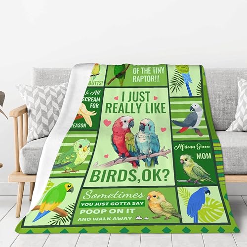 Parrot Cockatiel Collage Blanket, Gift for Teen Men Women Parrot Lover, I Just Really Like Birds, Soft Lightweight Plush Flannel Throw, for Bed Sofa Office Room Decoration 40''x 50'' for Kids/Child