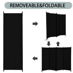 Room Divider 4-Panel Privacy Screen with 3 Support Foot, Portable Screen Steel Frame with Hook&Loop for Home, Office, Classroom, Studio, Meeting Black