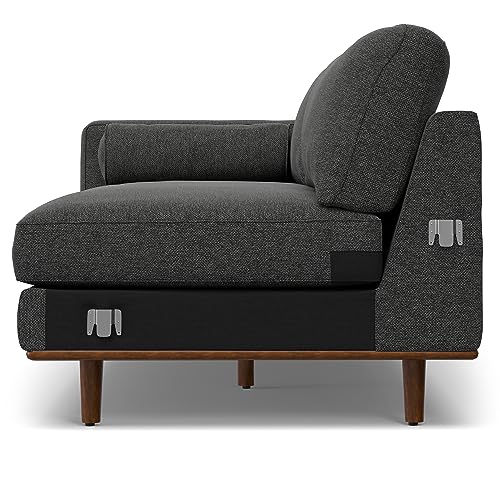 SIMPLIHOME Morrison Right Sectional Sofa in Woven-Blend Recycled Polyester Fabric, Charcoal Grey, 102-inches Wide, L-Shaped Couch with Right Chaise for the Living Room and Family Room