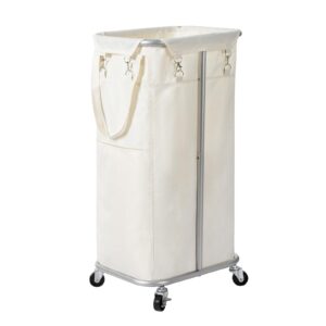 wowlive 100l rolling laundry hamper with wheels large laundry basket organizer laundry cart with steel frame and removable bag foldable tall dirty clothes hamper dorm room storage for bedroom (beige)