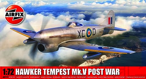 Airfix Model Airplane Kit Gift Set - A02110 Hawker Tempest Mk.V Post War, Plastic Plane Model Kits for Adults & Kids 14+, Skill Level 2, 1:72 Scale WW2 Military Aircraft Models for Beginners