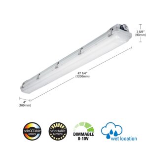 Metalux Vaportite 4 ft. White Integrated LED Industrial Vaportite withSelectable CCT and Lumen