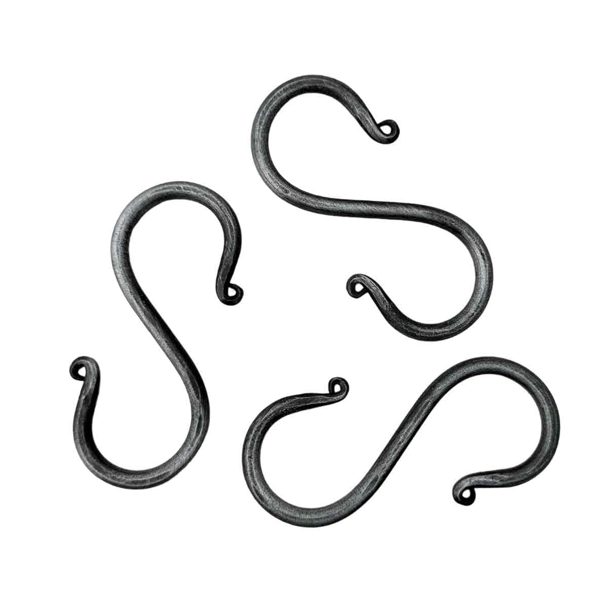 Living Ideas S Hook Hand Forged Metal S Hook Set of 3 Pcs Wrought Iron Handmade S Hook Heavy Duty 3.50 Inches S Hook for Hanging Plants, Pots, Coffee Mugs, Curtain Use Kitchen Utensil Hanging Hooks