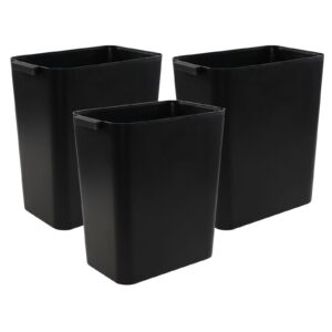 quickquick 4.5 gallon plastic wastebasket, garbage bin, black trash can for office, bathroom, kitchen, bedroom, 3 packs