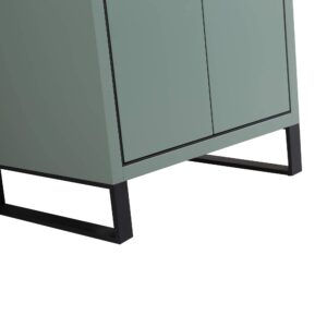 Fine Fixtures Opulence Collection 24 in. W x 18 in. D x 33 in. H Bathroom Vanity in Mint Green with White Matte Sintered Stone Sink - Black Hardware