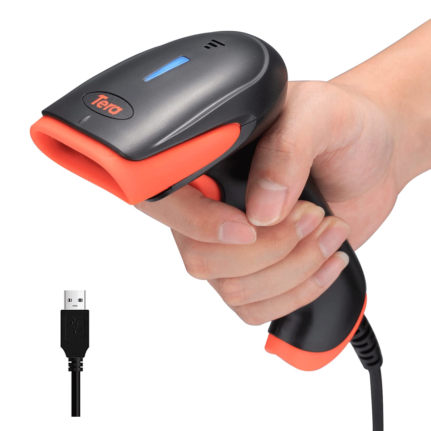 Tera 1D Wired CCD Barcode Scanner: No Laser - Eye Safe, CCD Screen Scan Handheld Bar Code Reader USB Linear Bar Code Scanner Fast and Precise Scan Plug and Play for Payment Pos Model 1500C