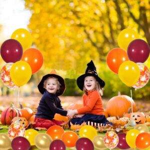 Fall Balloons Thanksgiving Balloons Balloons Orange Yellow Burgundy Gold and Confetti Balloons Autumn Theme Decorations for Baby Shower Birthday Wedding Bridal Boys Girls Thanksgiving Party Decor