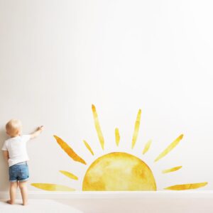 𝔻𝕦𝕠𝕔𝕙𝕖𝕖𝕣 (𝟓𝟎''𝐗𝟐𝟓'') half sun wall decal extra large boho sun wall decals peel and stick removable sunshine wall stickers for bedroom decor nursery decor playroom decor