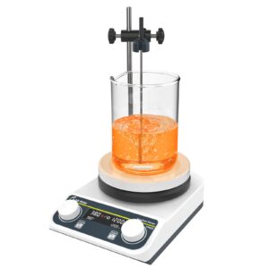 lab fish laboratory lab magnetic stirrer hot plate 280℃/ 536℉ 5 inch digital magnetic mixer 3l capacity knob control 200-1500rpm,probe sensor & stirring bar included,110v