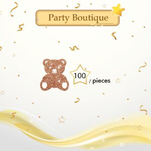 100pcs Bear Confetti, Brown Glitter We Can Bearly Wait Table Confetti for Baby Shower, Teddy Bear Paper Scatters, 1st Birthday/Boy Girl Home Party Table Decoration