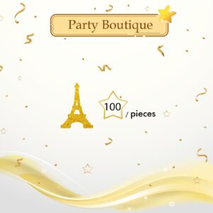 100pcs Eiffel Tower Confetti, Gold Glitter Paris Party Table Confetti, Paris French Theme Party Paper Scatters, Baby Shower/Bridal Shower Party Table Decoration