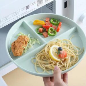 RUIBOLU Unbreakable Divided Plates 5PCS for Kids Adults, Compartment Plates, Lightweight Reusable Dinnerware Portion Control Plastic Plates (5Pack- 9IN)