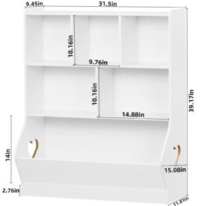 Lerliuo Kids Storage Organizer, 3 Tier Children Bookcase and Bookshelf, Toddler 6 Cubby Cabinet, Wood Book Shelf for Playroom, Bedroom, Living Room, Nursery, School 39.17'' H (White)