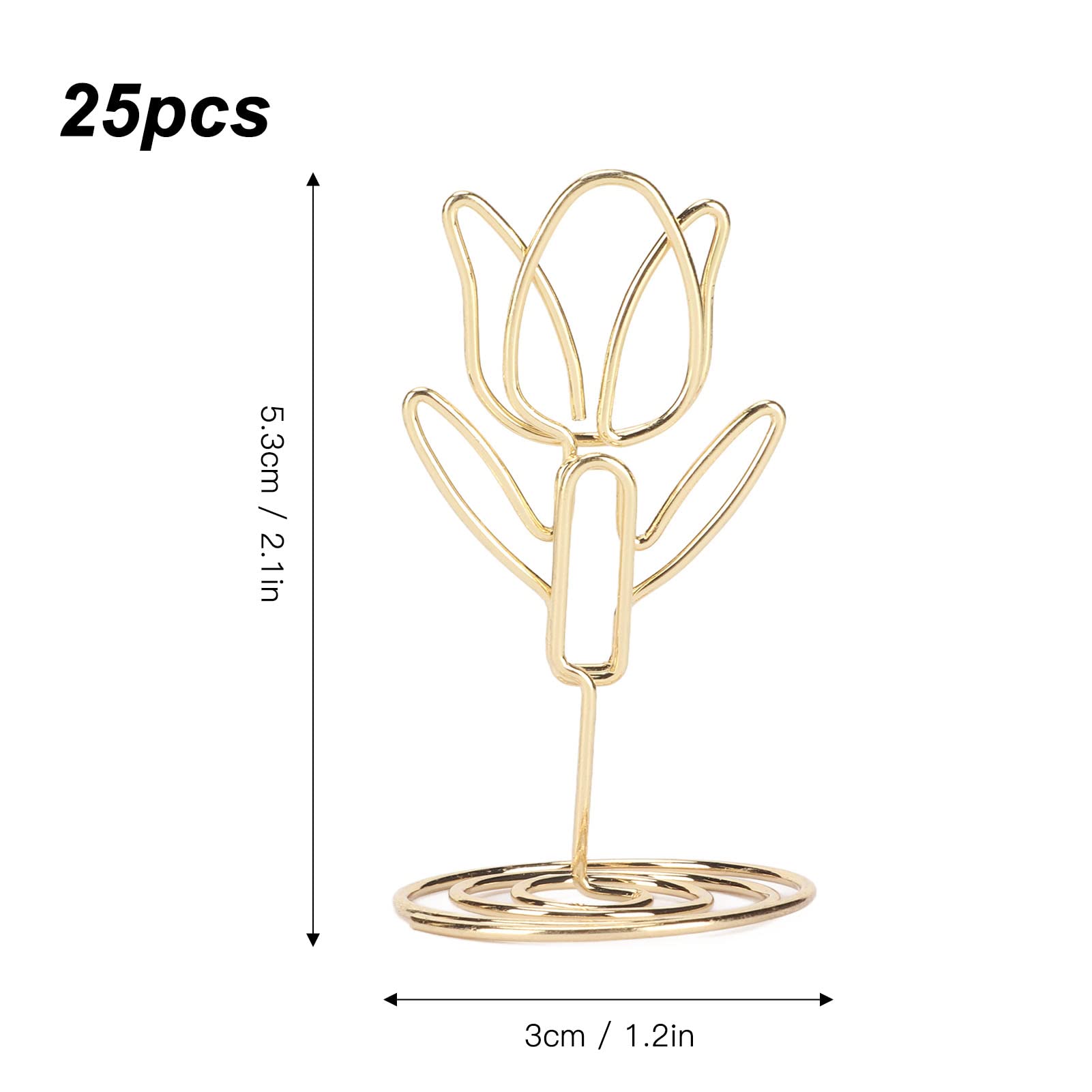 MANMAOHE 25Pcs Gold Table Number Holders Rose Flower Shaped Wire Picture Holder Small Size Table Card Holders Table Number Stands Photo Stand for Centerpieces Wedding Party Birthday