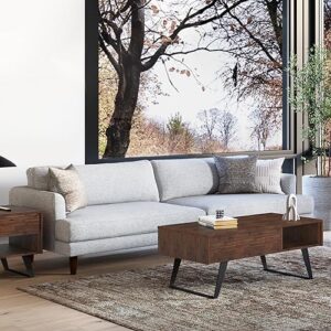 SIMPLIHOME Livingston Mid-Century Modern 90 Inch Wide Sofa in Mist Grey Woven-Blend Fabric, For the Living Room and Family Room