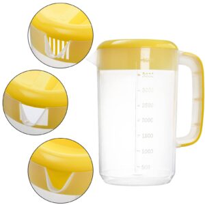 Jucoan 2 Pack 1 Gallon Plastic Straining Pitcher, Large Drink Pitcher Water Carafe Jug Clear Ice Tea Maker Beverage Pitcher with Strainer Cover, Handles, Measurements (Pink + Yellow)