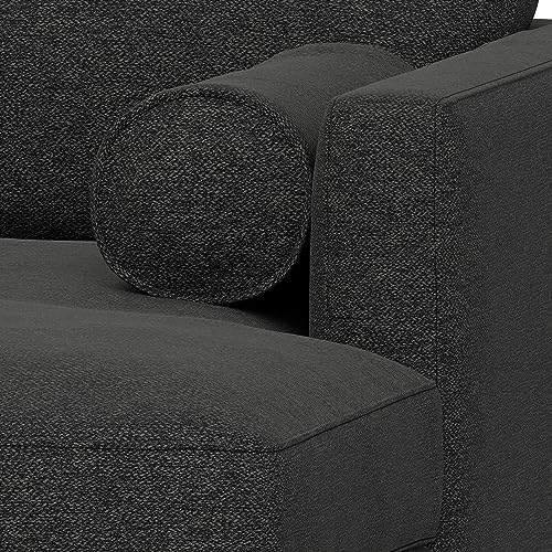 SIMPLIHOME Morrison Right Sectional Sofa in Woven-Blend Recycled Polyester Fabric, Charcoal Grey, 102-inches Wide, L-Shaped Couch with Right Chaise for the Living Room and Family Room