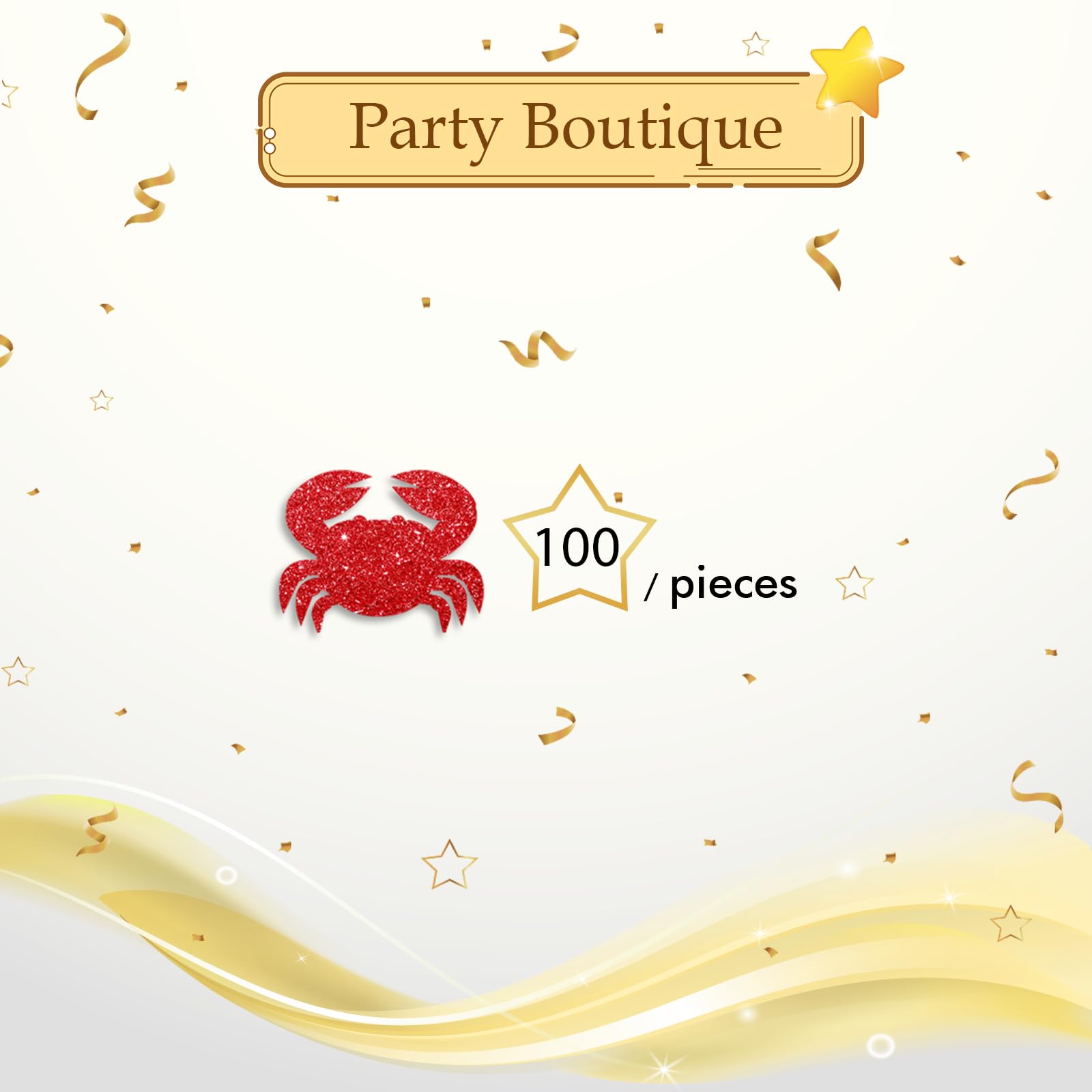 100pcs Crab Confetti, Red Glitter Crab Table Confetti for Beach Party, Sea Aminal Paper Scatters, Under The Sea Baby Shower/Bridal Shower Party Table Decoration