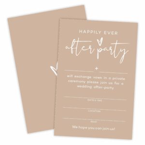 tpyen happily ever after party invitations, minimalist brown wedding reception party invitation, celebration for bride & groom, party favor & supplies - a04