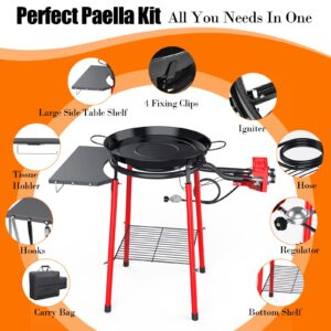 GRILL FORCE 22 Inch Paella Burner and Stand Set,Paella Pan Set,22 Inch Paella Pan,Paella Burner,Paella Pan and Burner Set,Paellera,Paella Kit with Carry Bag,Built-In Ignitor Regulator Hose,16 Servings