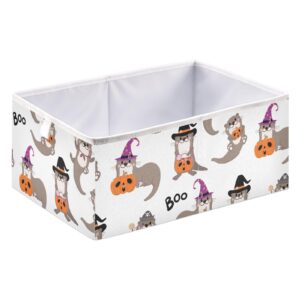 emelivor cute otter halloween rectangle storage bins fabric storage cube large storage baskets for shelves collapsible cube organizer bins for shelves nursery closet bedroom living room,16 x 11inch