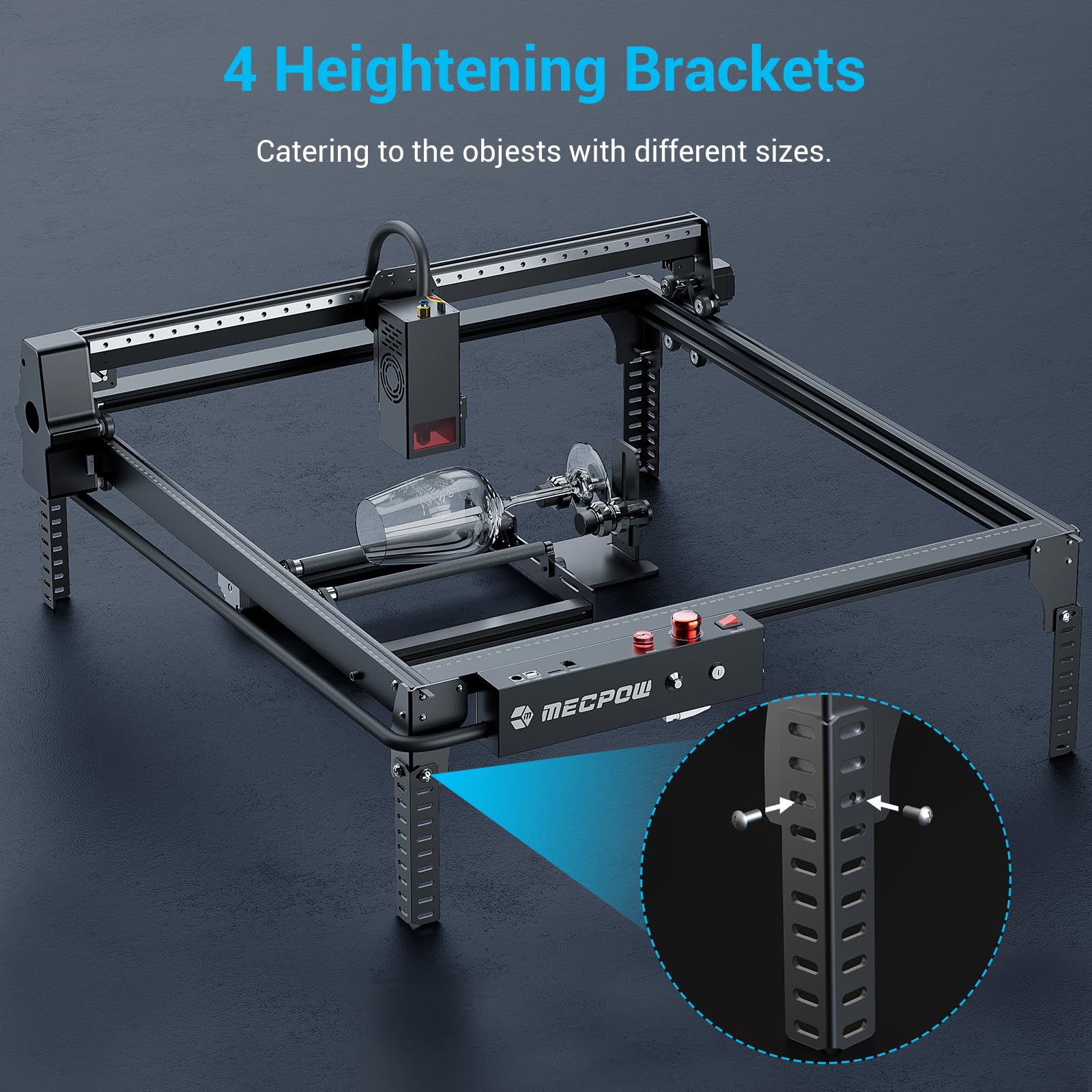 Mecpow G3 Pro Laser Rotary Roller for Engraving Round Objects with Adjustable Y-Bracket, Compatible with Almost All Laser Engraving Machines, Laser Rotary Roller with Height Increase Bracket