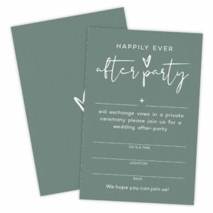 tpyen happily ever after party invitations, minimalist dark green wedding reception party invitation, celebration for bride & groom, party favor & supplies - a03