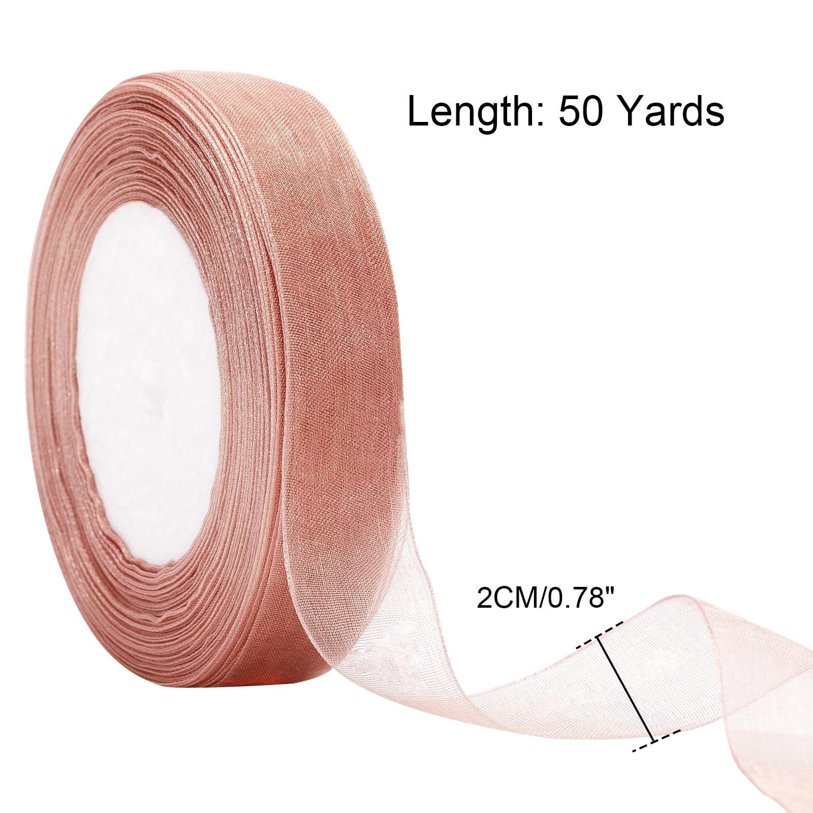 joycraft Gift Ribbon, Sheer Organza Ribbon, Handmade Ribbon, 50 Yds x 0.78" Rose Gold Organza Chiffon Ribbon, Mesh Fabric Ribbon for Gift Wrapping, DIY Craft, Xmas Party Deco