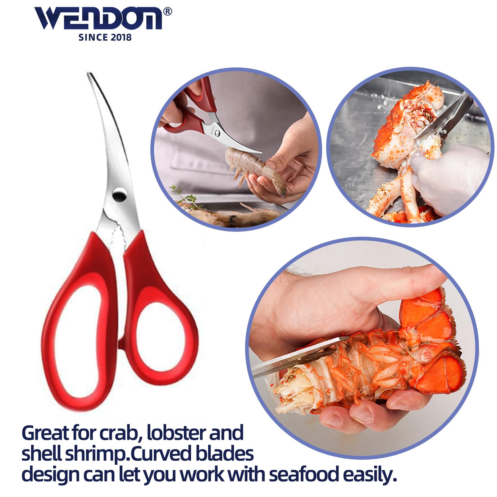 WENDOM Crab Crackers and Tools set of 2, 9Pcs Lobster Crackers and Picks Set Stainless Steel, Nut Crackers for Crab Legs,Seafood Scissors, Storage Bag