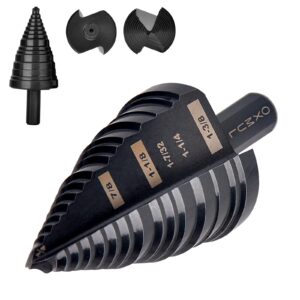 oxmul m35 step drill bit for metal, 1/4" to 1-3/8", cobalt bits, heavy duty for stainless steel, metal, aluminum, copper, 6-steps. 204