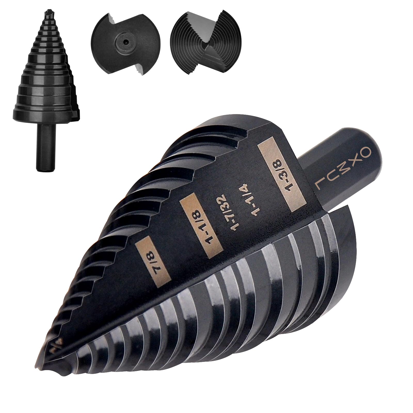 OXMUL M35 Step Drill Bit for Metal, 1/4" to 1-3/8", Cobalt Bits, Heavy Duty for Stainless Steel, Metal, Aluminum, Copper, 6-Steps. 204