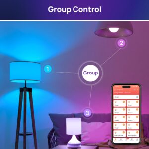 Consciot Smart Light Bulbs, LED Light Bulb That Works with Alexa & Google Home, Music Sync, RGBTW Color Changing Light Bulb, A19 E26 2.4Ghz WiFi Light Bulbs 60 watt Equivalent, 800lm Dimmable, 6 Pack