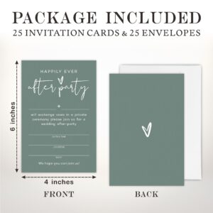 TPYEN Happily Ever After Party Invitations, Minimalist Dark Green Wedding Reception Party Invitation, Celebration for Bride & Groom, Party Favor & Supplies - A03