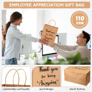 Ctosree 20 Pcs Gift Paper Bags for Employee Coworker Colleague Thank You for Being Awesome Bags with Handles Thank You Gift Bags for Colleague Employee (8.3 x 4.3 x 10.6 Inch, Kraft Paper)