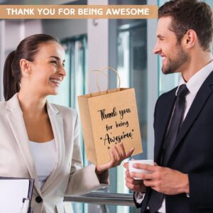 Ctosree 20 Pcs Gift Paper Bags for Employee Coworker Colleague Thank You for Being Awesome Bags with Handles Thank You Gift Bags for Colleague Employee (8.3 x 4.3 x 10.6 Inch, Kraft Paper)