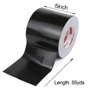 JIALAI HOME Black Duct Tape, Wide Roll, Industrial Grade 5 inches x 55 Yards (164 ft), 9 Mil Heavy-Duty, Waterproof, Strong, Flexible, No Residue, UV Resistant for Crafts & Home Improvement